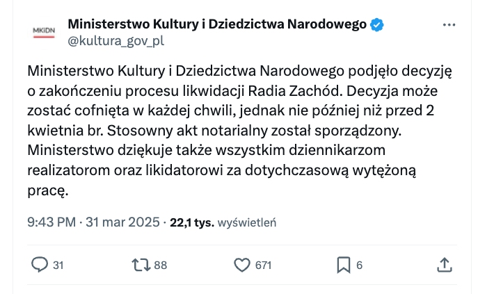 Stało się! Lubuskie żegna Radio Zachód. Zamiast mikrofonów – ciężarówki i cisza - 456009069095059